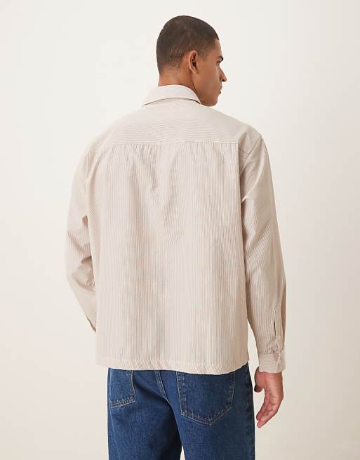 DESIGN Oversized Shirt With Chest Print In White