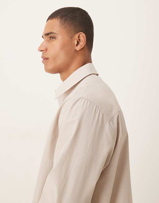 DESIGN Oversized Shirt With Chest Print In White