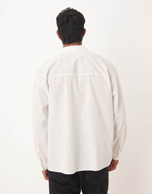 DESIGN Oversized Shirt With Embroidery In White