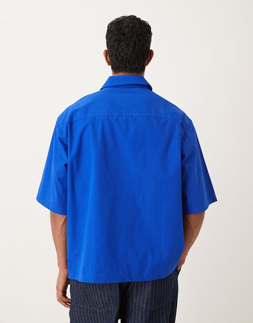 DESIGN Oversized Shirt With Print Detail In Blue