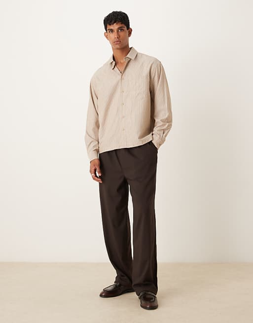 DESIGN Oversized Shirt With Stripe In Beige
