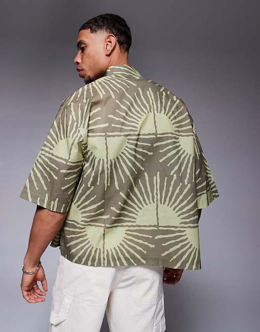 DESIGN Oversized Shirt With Sun Print In Brown