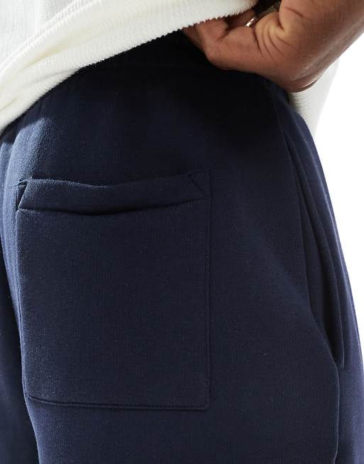 DESIGN Oversized Short With Embroidery In Navy