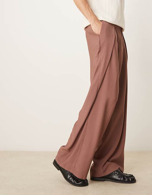 DESIGN Oversized Smart Trousers In Brown