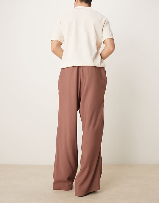 DESIGN Oversized Smart Trousers In Brown