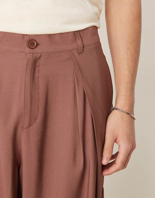 DESIGN Oversized Smart Trousers In Brown
