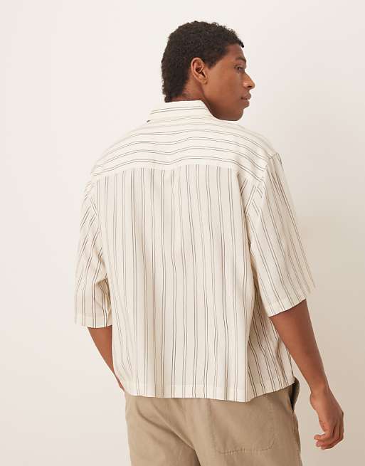 DESIGN Oversized Stripe Shirt In Stone