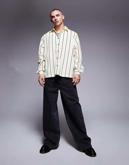 DESIGN Oversized Stripe Shirt In Yellow