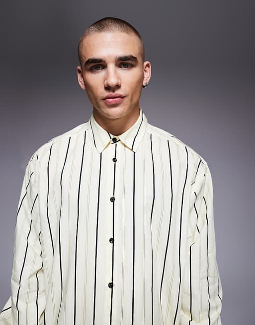 DESIGN Oversized Stripe Shirt In Yellow