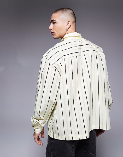 DESIGN Oversized Stripe Shirt In Yellow