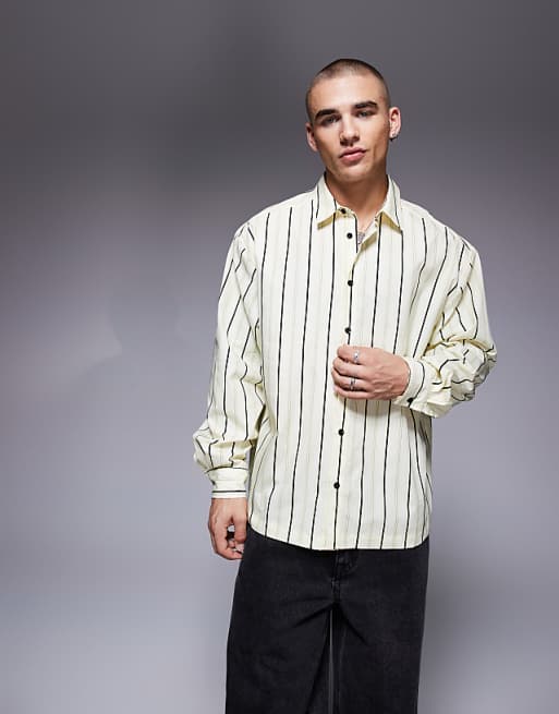 DESIGN oversized stripe shirt in yellow