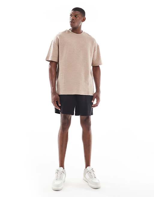 DESIGN Oversized T-shirt In Beige Boucle