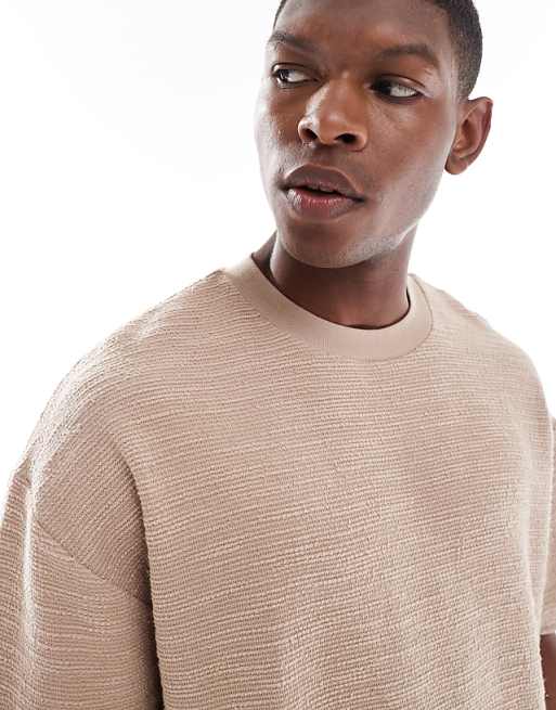 DESIGN Oversized T-shirt In Beige Boucle