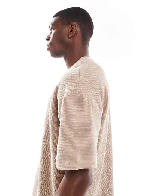 DESIGN Oversized T-shirt In Beige Boucle