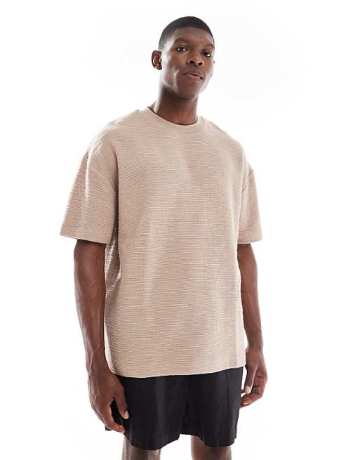 DESIGN oversized t-shirt in beige boucle