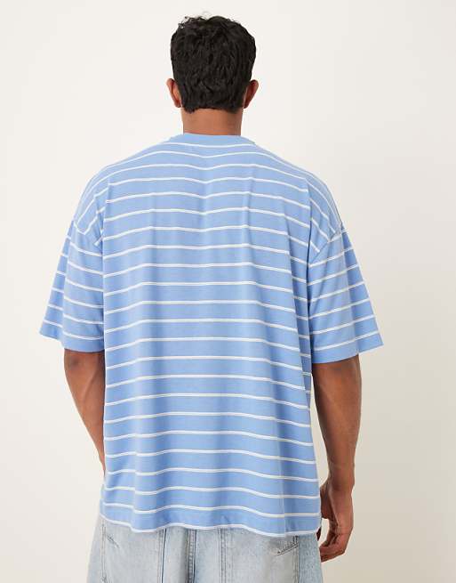 DESIGN Oversized T-shirt In Blue And White Striped Texture