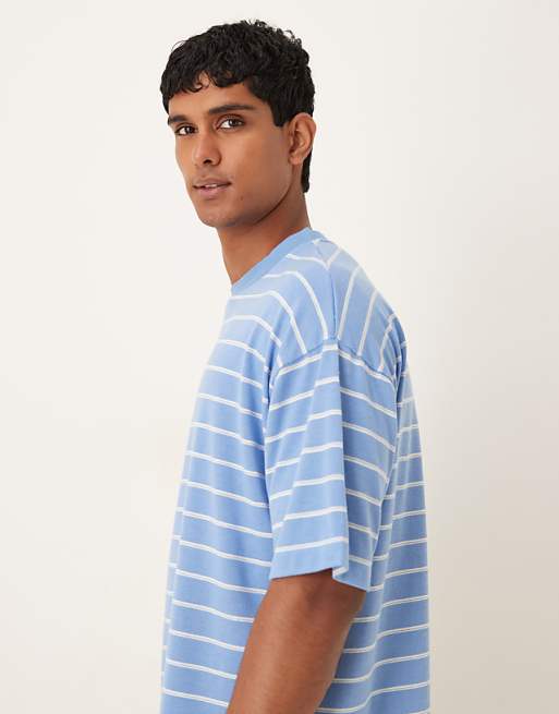 DESIGN Oversized T-shirt In Blue And White Striped Texture