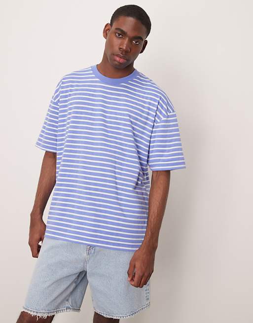 DESIGN oversized t-shirt in blue and white stripe