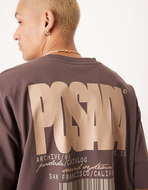 DESIGN Oversized T-shirt In Brown Back Print Detail