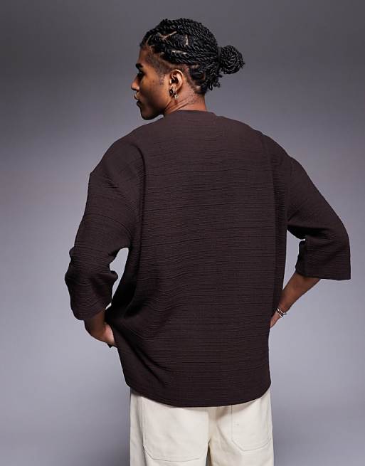 DESIGN Oversized T-shirt In Brown Texture