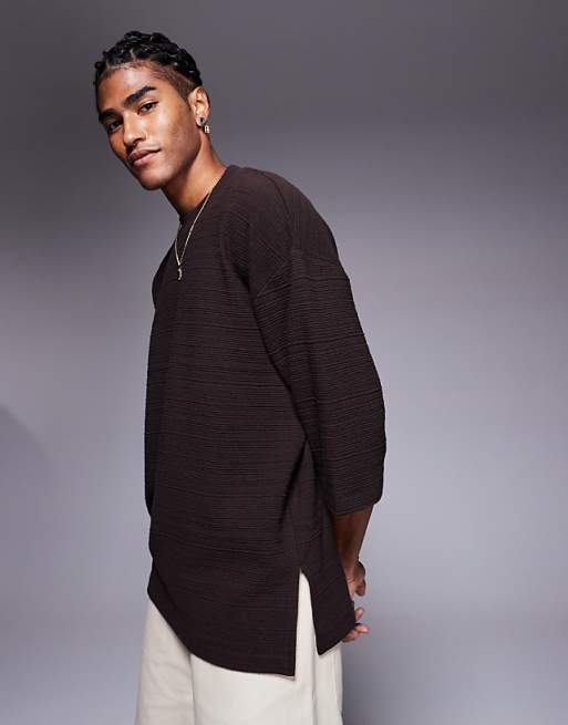 DESIGN oversized t-shirt in brown texture