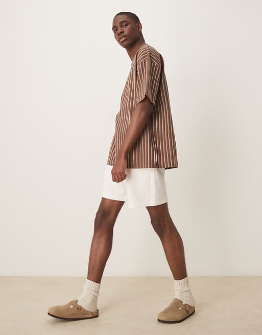 DESIGN Oversized T-shirt In Brown Textured Stripe