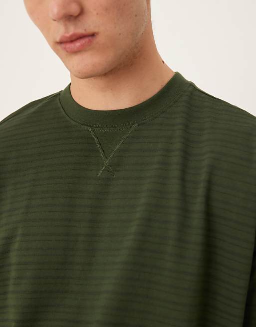 DESIGN Oversized T-shirt In Green Textured Stripe