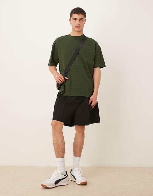 DESIGN oversized t-shirt in green textured stripe