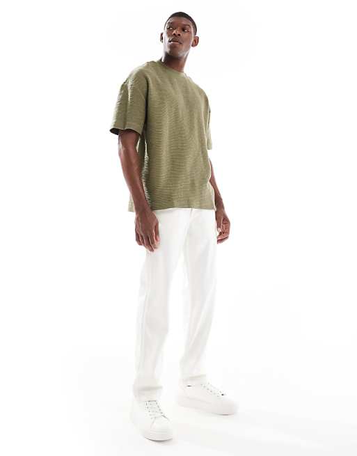 DESIGN Oversized T-shirt In Khaki Boucle