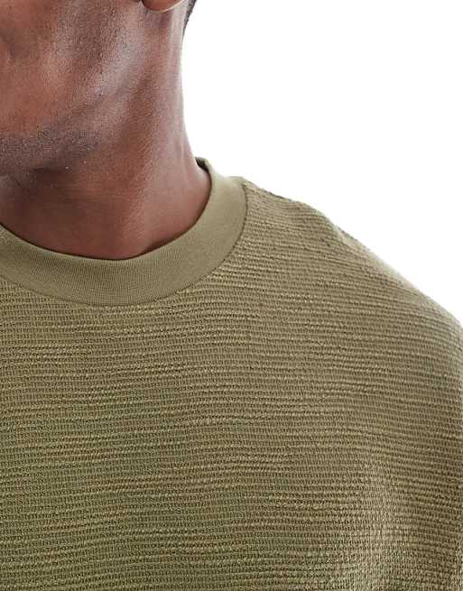 DESIGN Oversized T-shirt In Khaki Boucle
