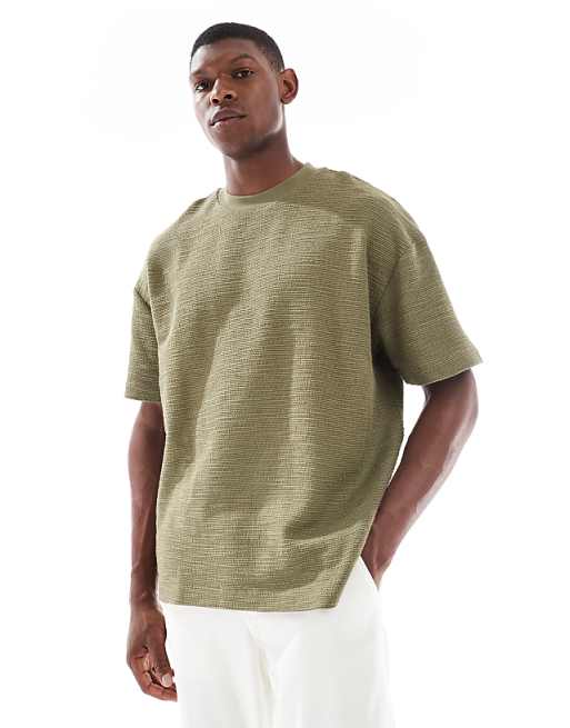 DESIGN oversized t-shirt in khaki boucle