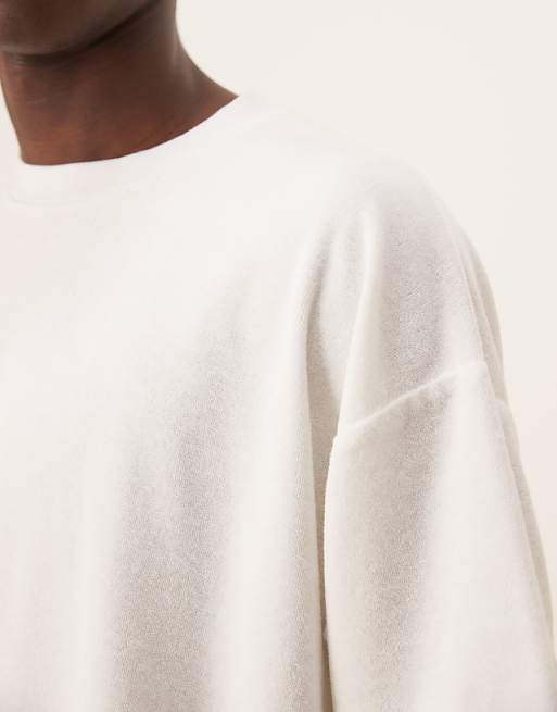 DESIGN Oversized T-shirt In White Towelling