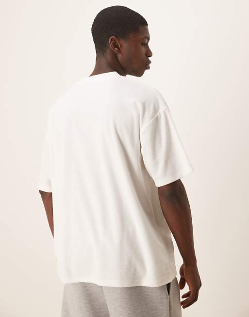 DESIGN Oversized T-shirt In White Towelling