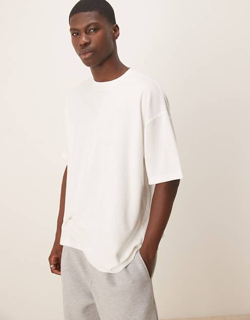 DESIGN oversized t-shirt in white towelling