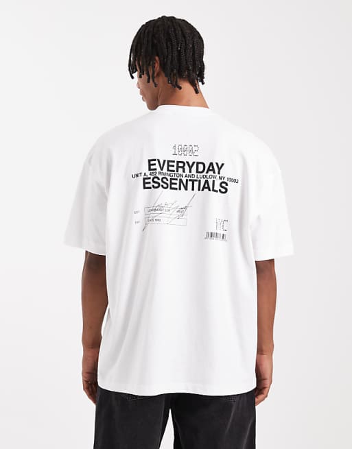 DESIGN oversized t-shirt in white with text back print