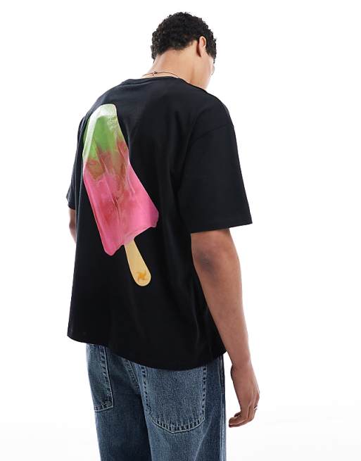 DESIGN oversized t-shirt with back print in black