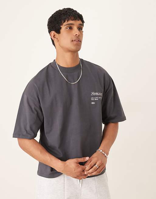 DESIGN Oversized T-shirt With Back Print In Grey