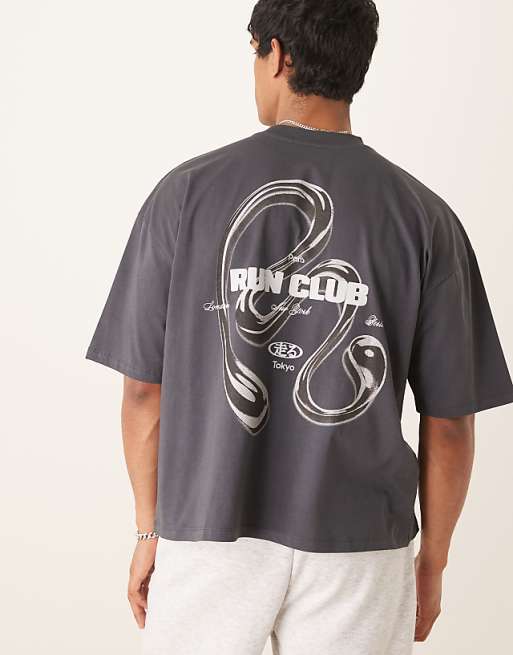 DESIGN oversized t-shirt with back print in grey