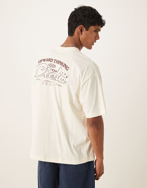 DESIGN oversized t-shirt with back print in off white
