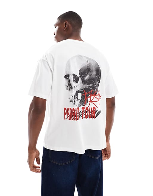 DESIGN oversized t-shirt with back print in white