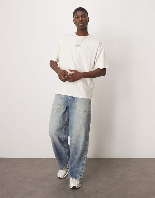 DESIGN Oversized T-shirt With Bird Back Print In Off White