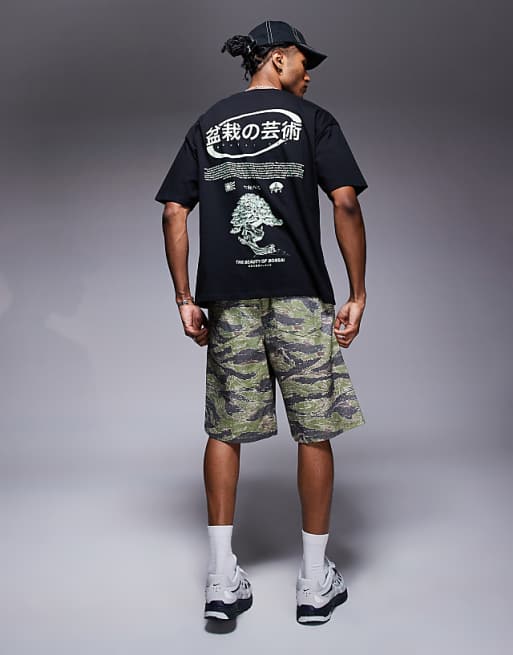 DESIGN Oversized T-shirt With Bonsai Graphic In Black