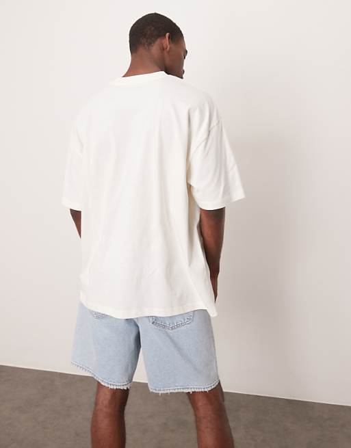 DESIGN Oversized T-shirt With Cafe Graphic In Cream