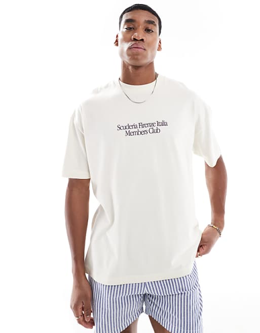 DESIGN Oversized T-shirt With Car Graphic In Cream