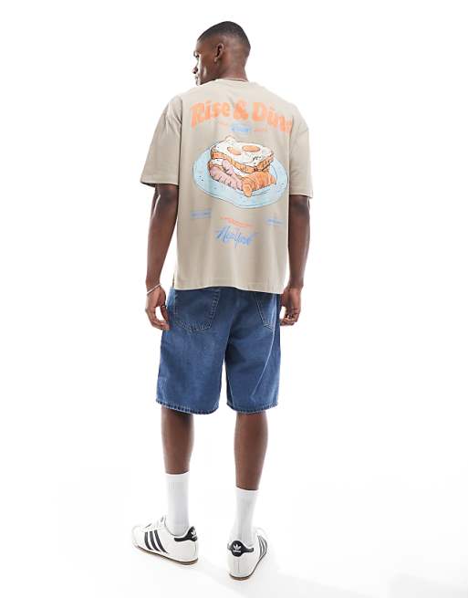DESIGN Oversized T-shirt With Cartoon Graphic In White