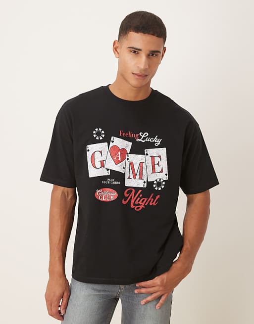 DESIGN oversized t-shirt with cartoon print in black