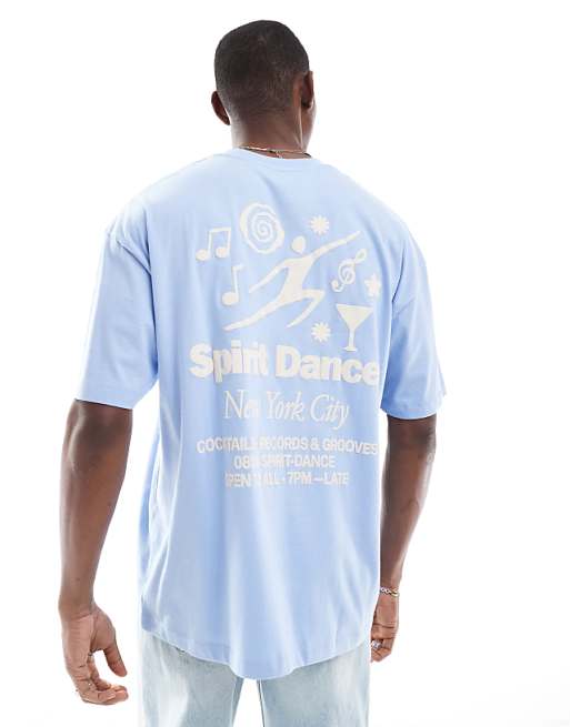 DESIGN Oversized T-shirt With Celestial Graphic In Light Blue