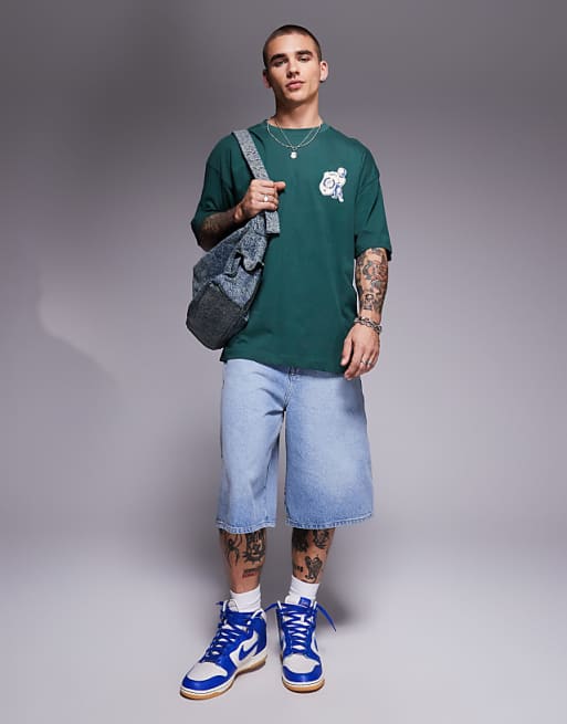 DESIGN Oversized T-shirt With Cherub Graphic In Green
