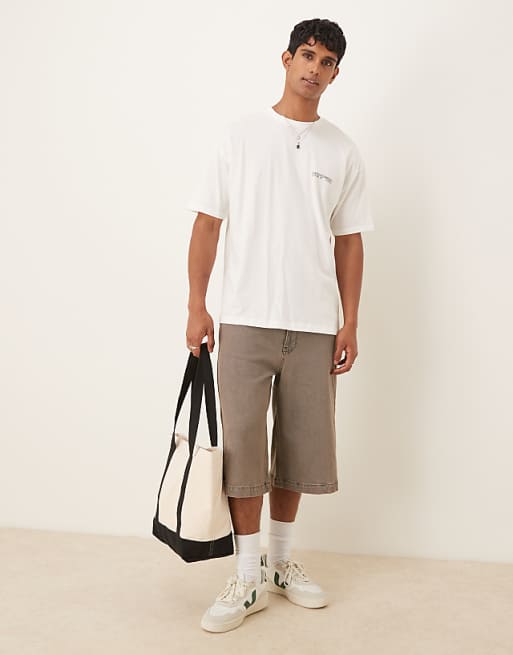 DESIGN Oversized T-shirt With Chest Graphic In White