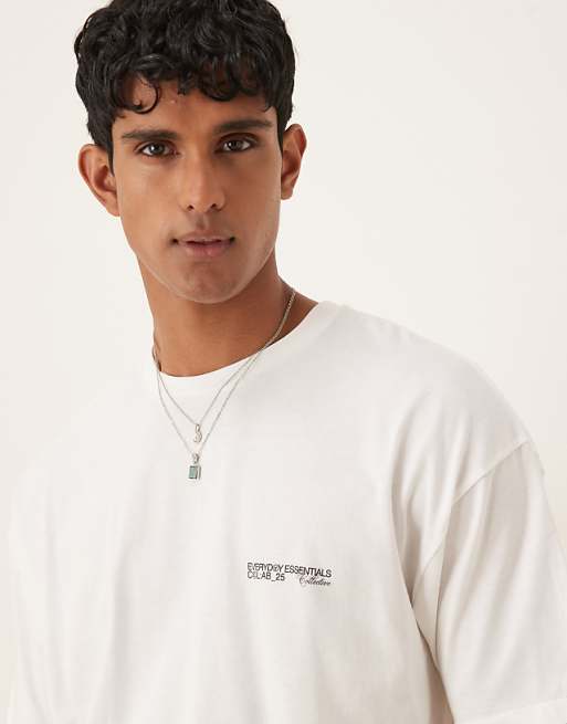 DESIGN Oversized T-shirt With Chest Graphic In White